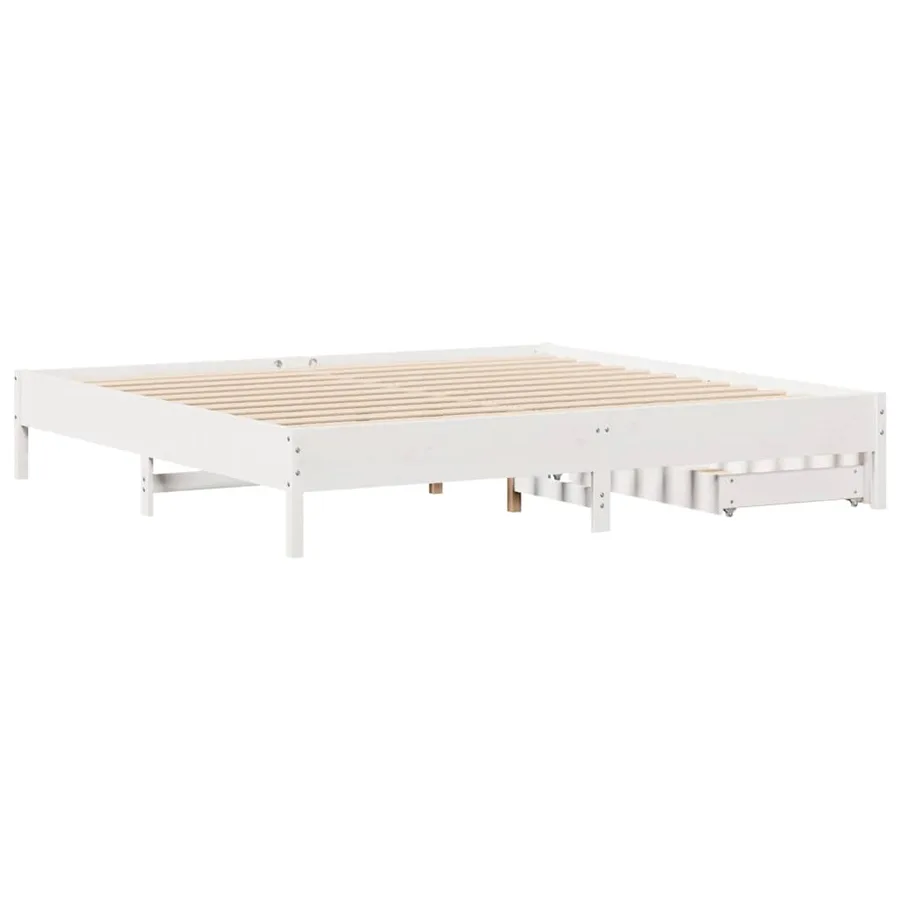 Cadre de lit sans matelas blanc 200x200 cm bois massif de pin - 8