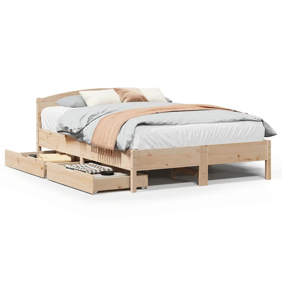 Cadre de lit sans matelas 120x200 cm bois de pin massif - 2
