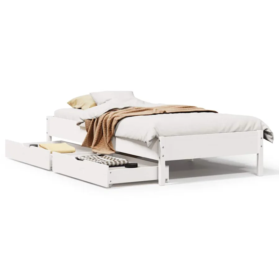 Cadre de lit sans matelas blanc 90x200 cm bois de pin massif - 2