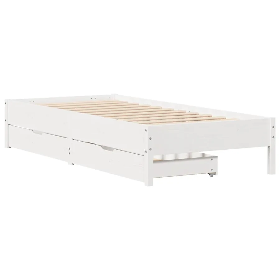 Cadre de lit sans matelas blanc 90x200 cm bois de pin massif - 3