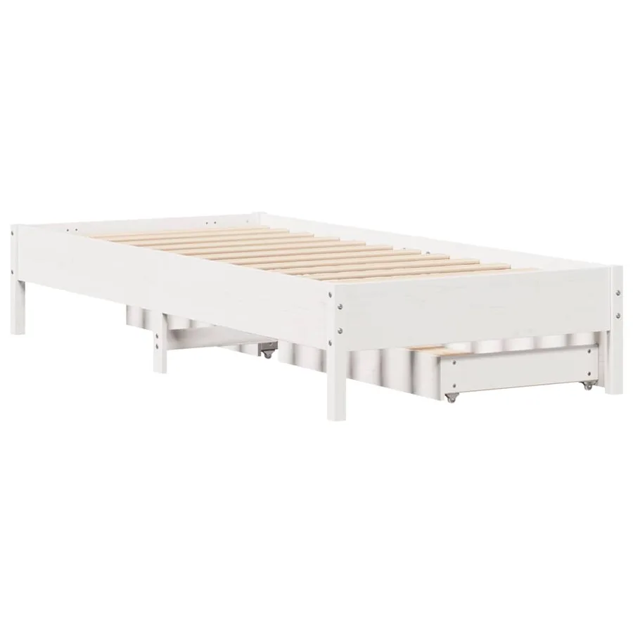 Cadre de lit sans matelas blanc 90x200 cm bois de pin massif - 8