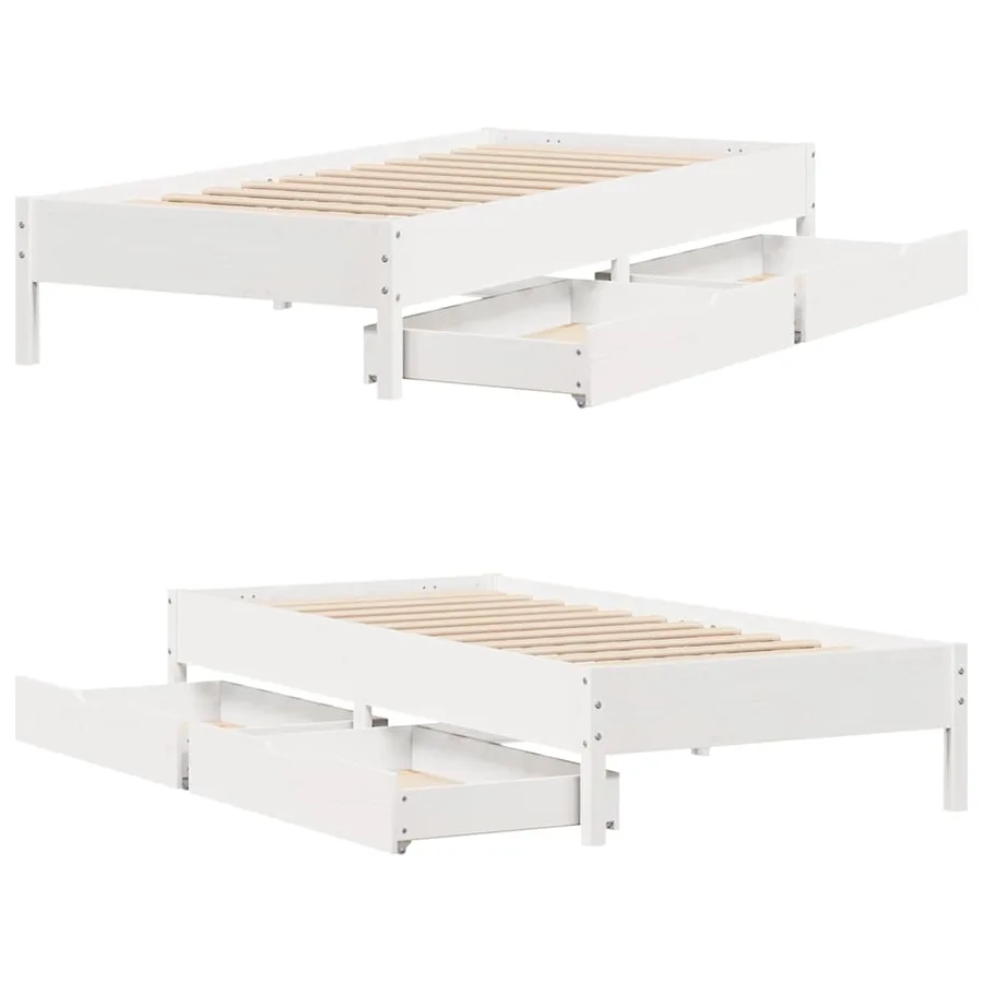 Cadre de lit sans matelas blanc 90x200 cm bois de pin massif - 9