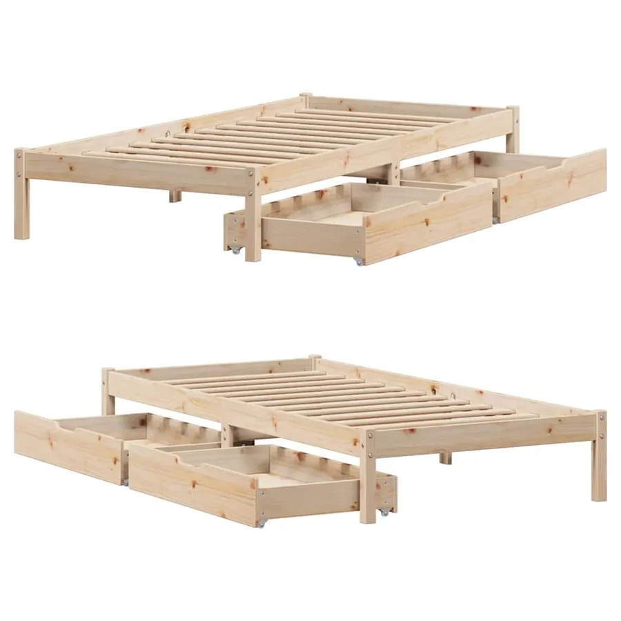 Cadre de lit sans matelas 90x200 cm bois de pin massif - 9