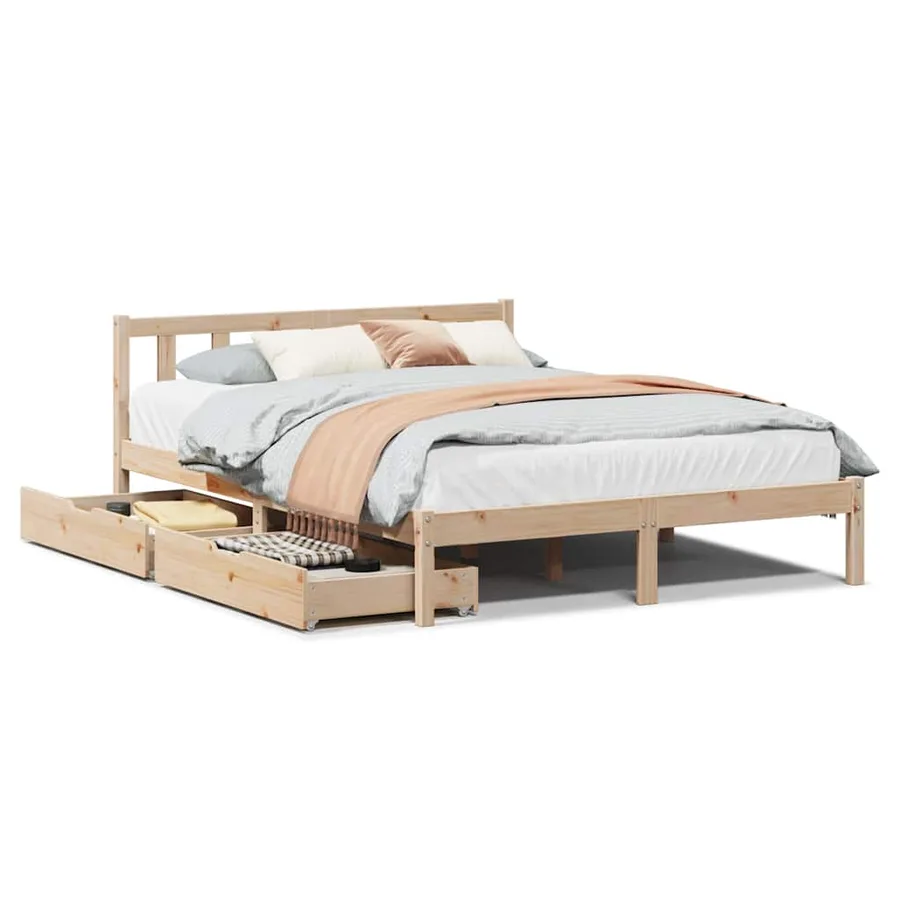 Cadre de lit sans matelas 160x200 cm bois massif de pin - 2