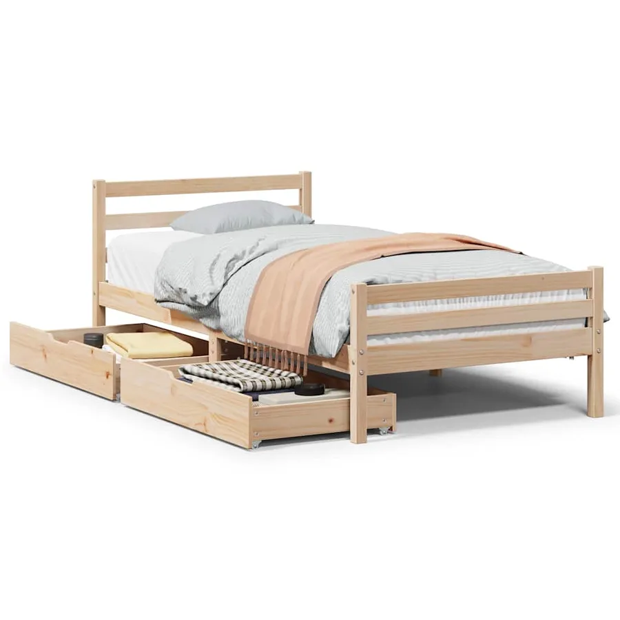 Cadre de lit sans matelas 90x200 cm bois de pin massif - 2