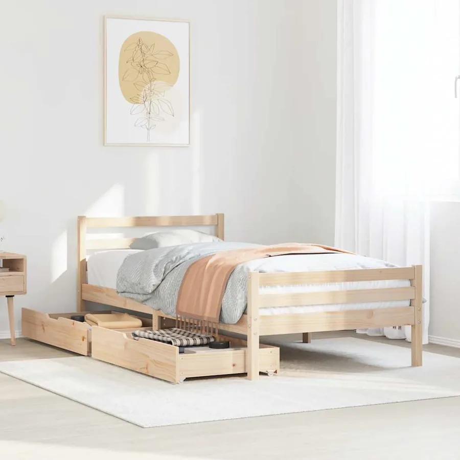 Cadre de lit sans matelas 100x200 cm bois massif de pin