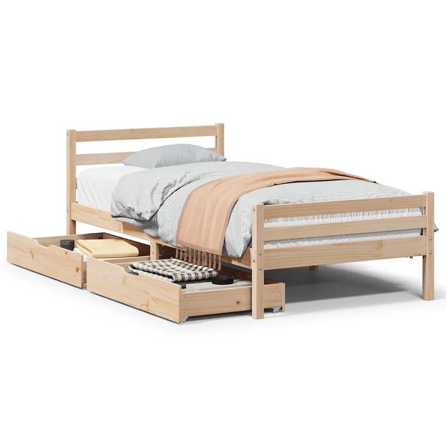 Cadre de lit sans matelas 100x200 cm bois massif de pin - 2