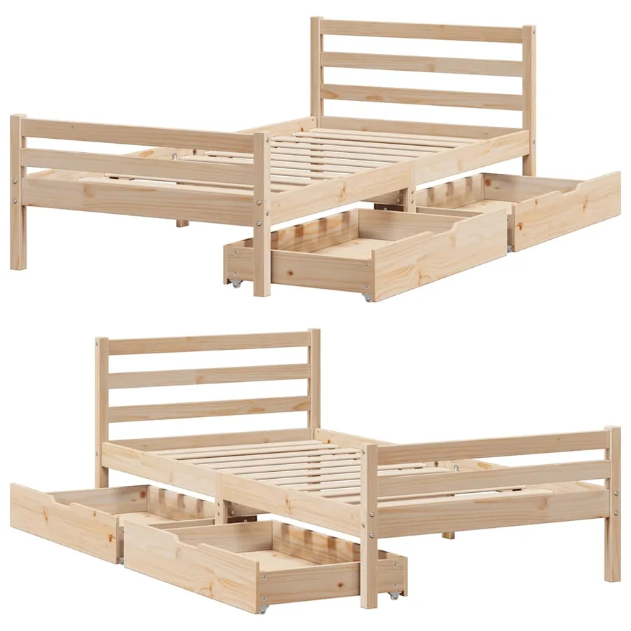 Cadre de lit sans matelas 100x200 cm bois massif de pin - 9