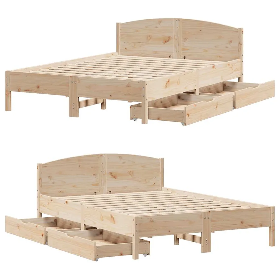 Cadre de lit sans matelas 150x200 cm bois de pin massif - 9