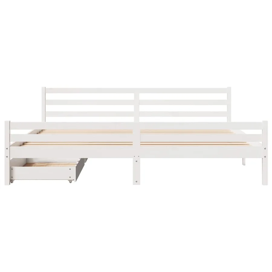 Cadre de lit sans matelas blanc 200x200 cm bois massif de pin - 4
