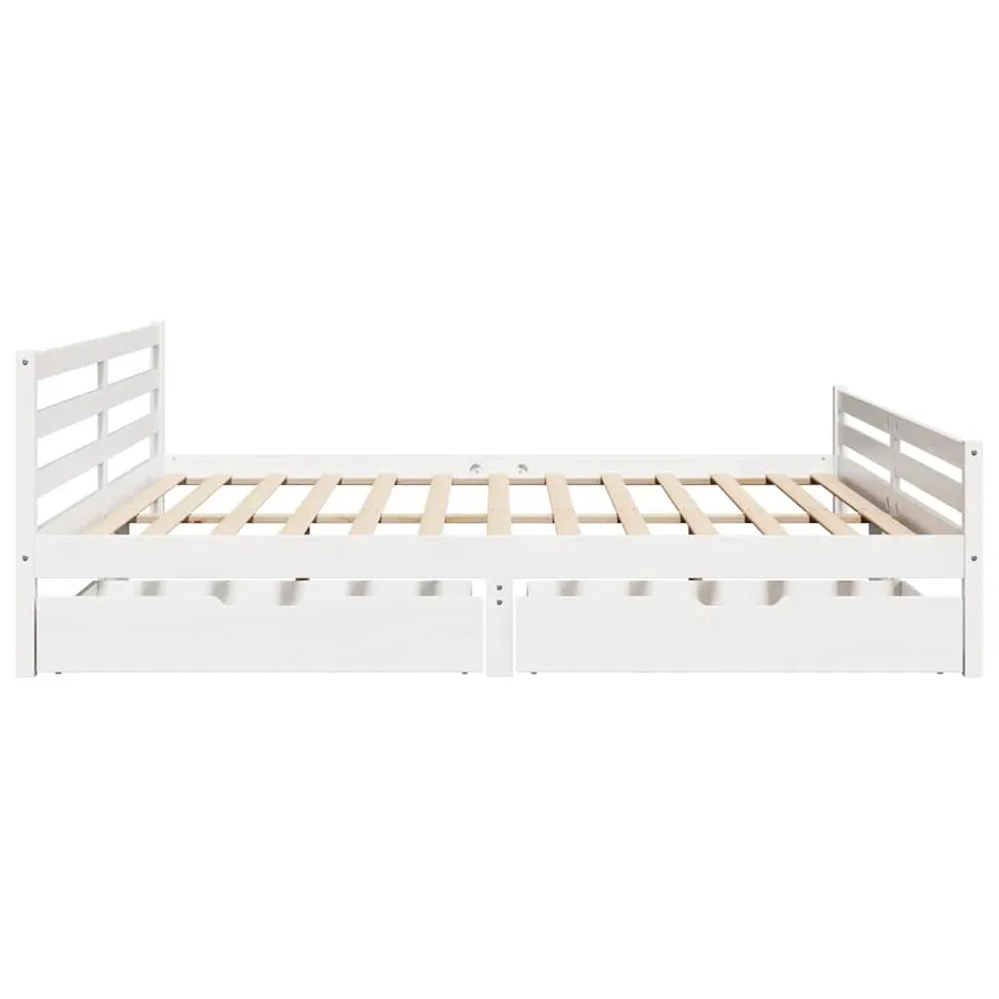 Cadre de lit sans matelas blanc 200x200 cm bois massif de pin - 5