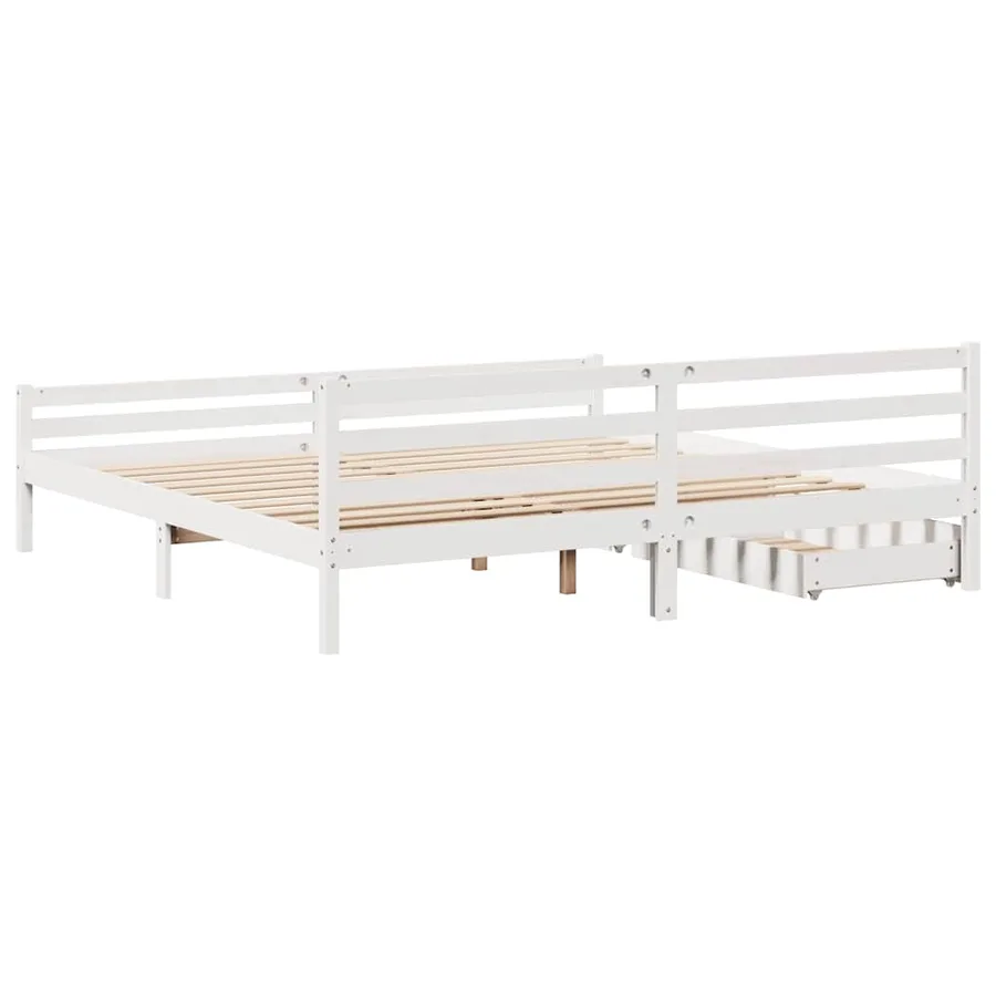 Cadre de lit sans matelas blanc 200x200 cm bois massif de pin - 6