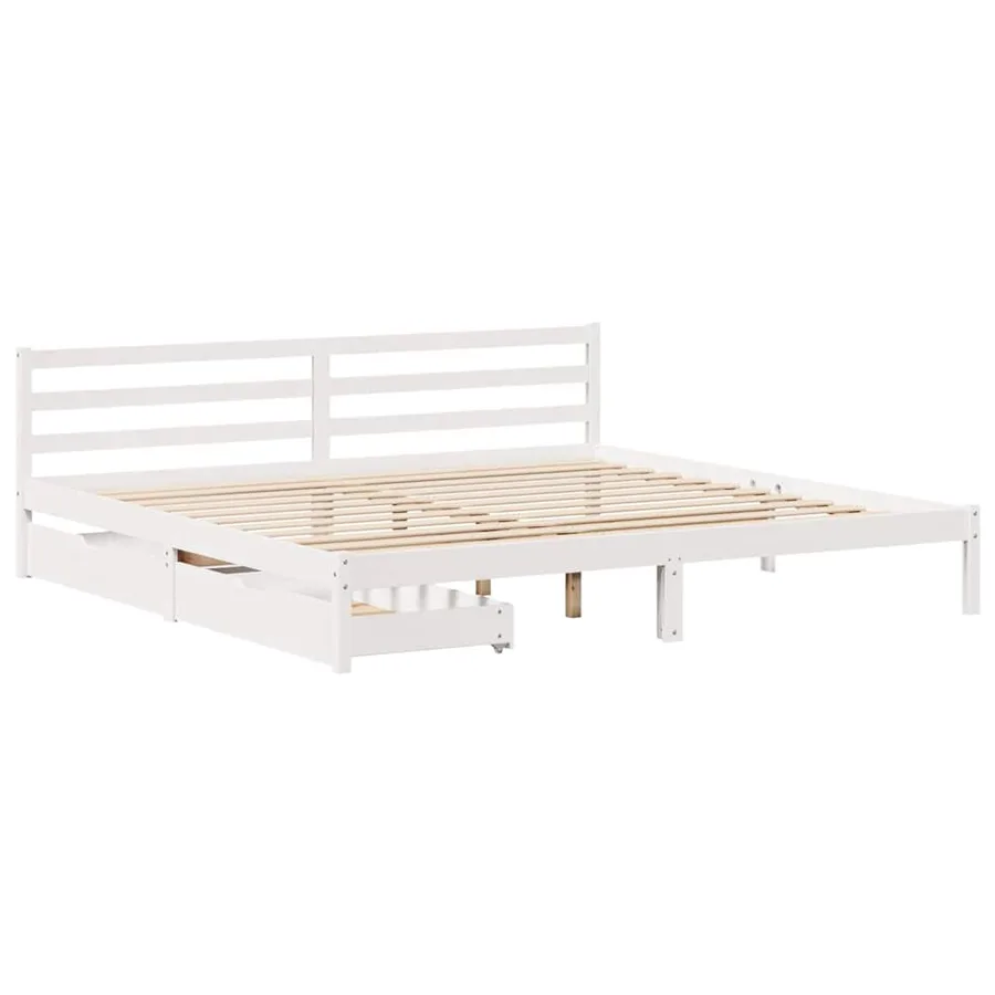 Cadre de lit sans matelas blanc 200x200 cm bois massif de pin - 3