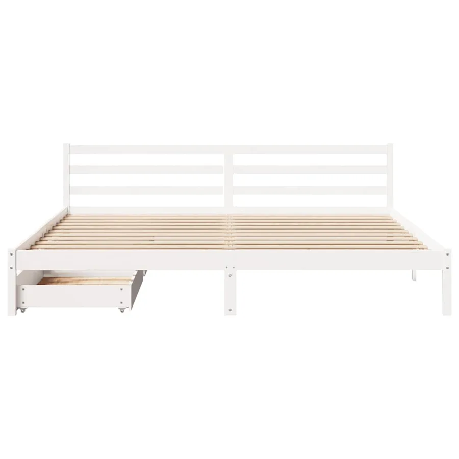 Cadre de lit sans matelas blanc 200x200 cm bois massif de pin - 4