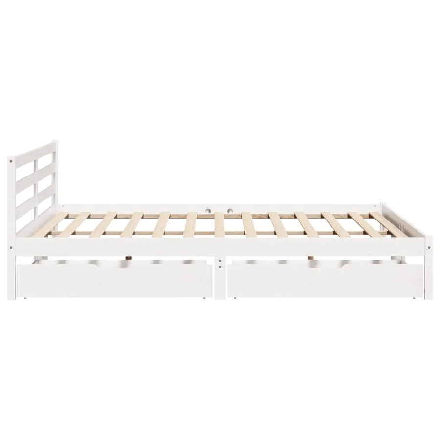 Cadre de lit sans matelas blanc 200x200 cm bois massif de pin - 5