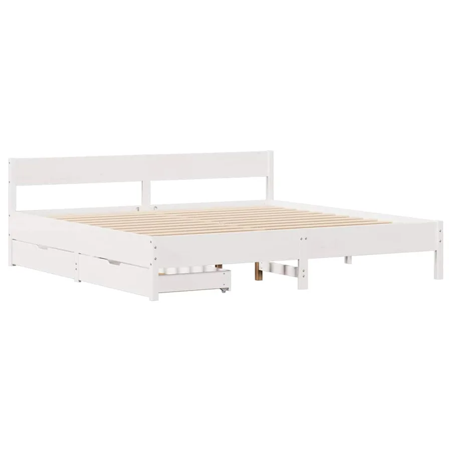 Cadre de lit sans matelas blanc 180x200 cm bois massif de pin - 3