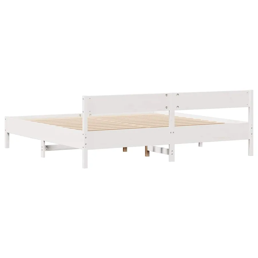 Cadre de lit sans matelas blanc 180x200 cm bois massif de pin - 8