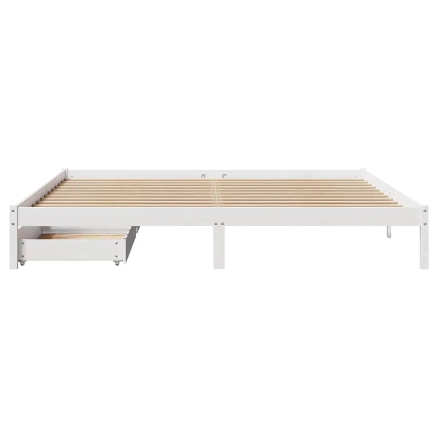 Cadre de lit sans matelas blanc 200x200 cm bois massif de pin - 3