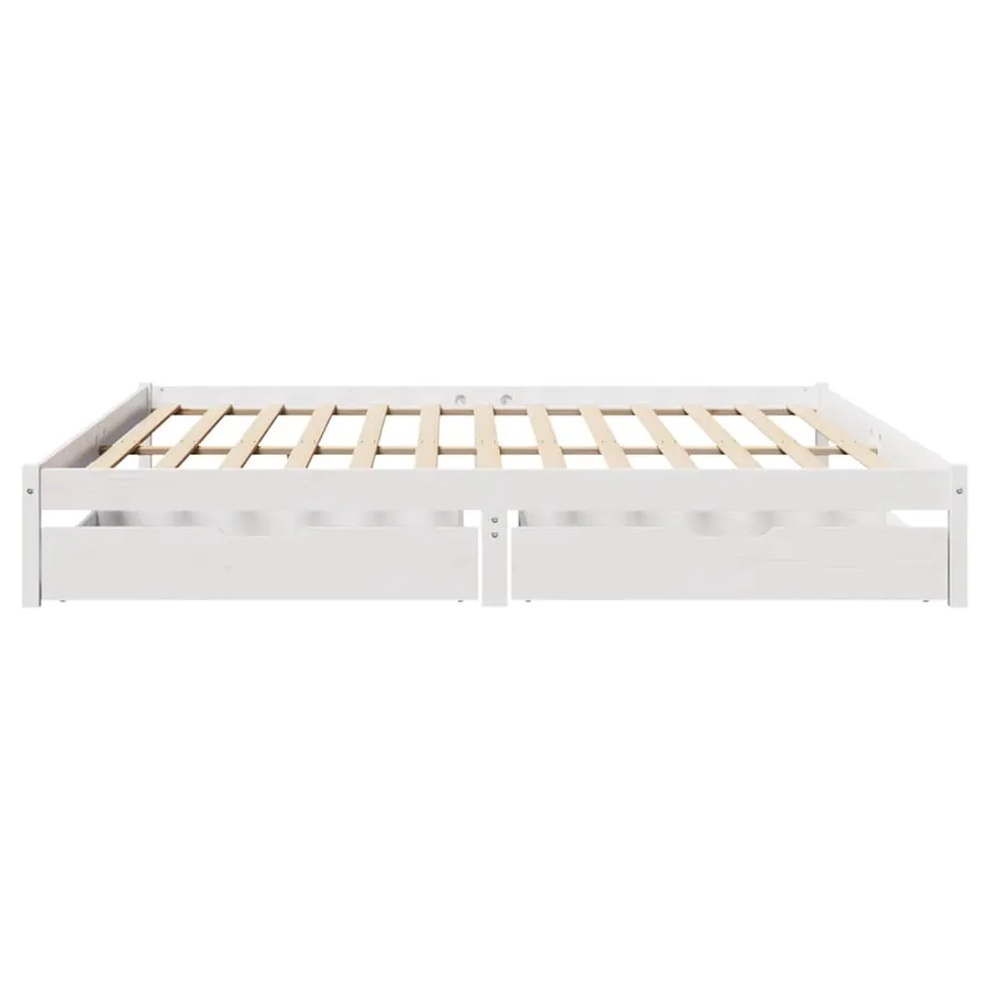 Cadre de lit sans matelas blanc 200x200 cm bois massif de pin - 4