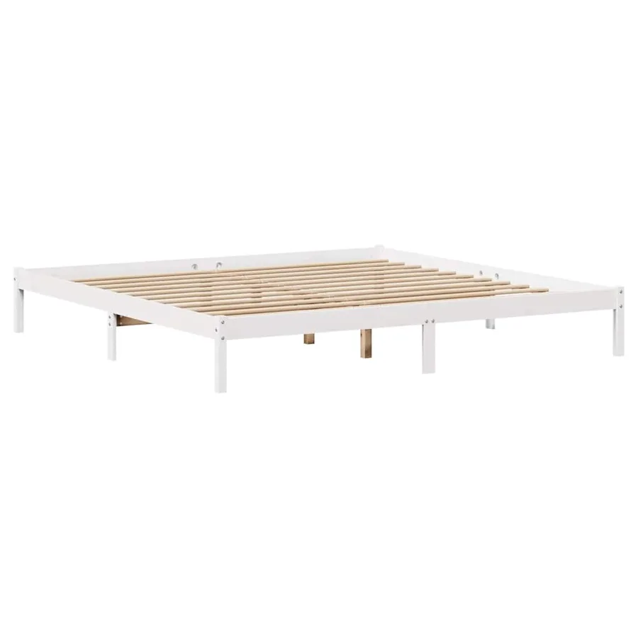 Cadre de lit sans matelas blanc 200x200 cm bois massif de pin - 6