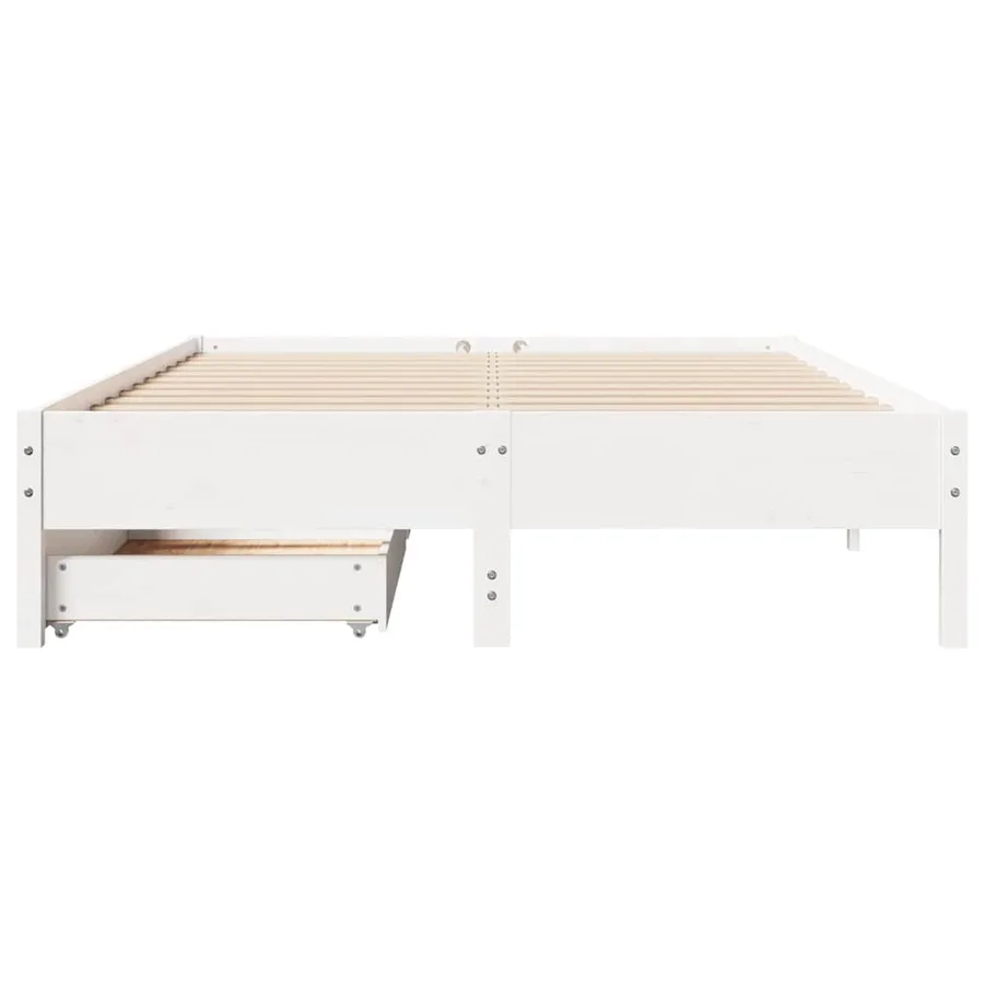 Cadre de lit sans matelas blanc 150x200 cm bois de pin massif - 4