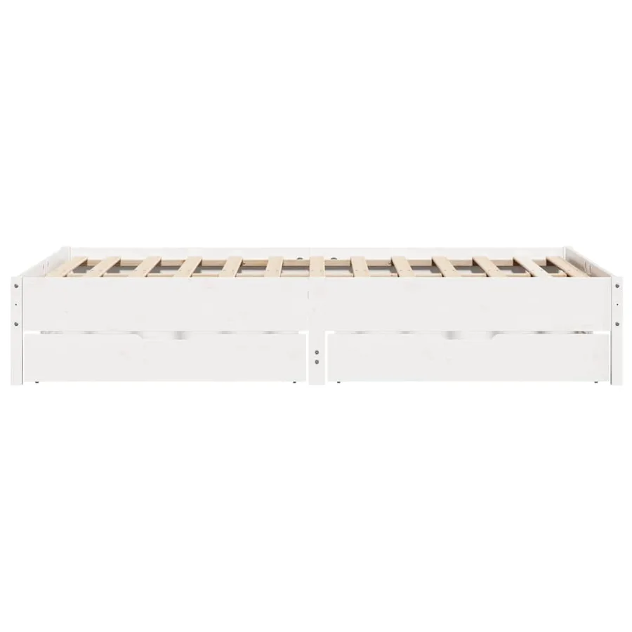 Cadre de lit sans matelas blanc 150x200 cm bois de pin massif - 7