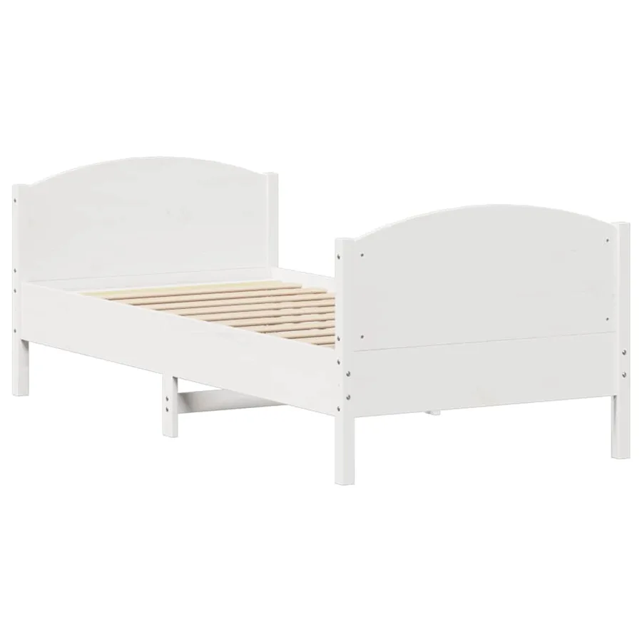 Cadre de lit sans matelas blanc 90x200 cm bois de pin massif - 5