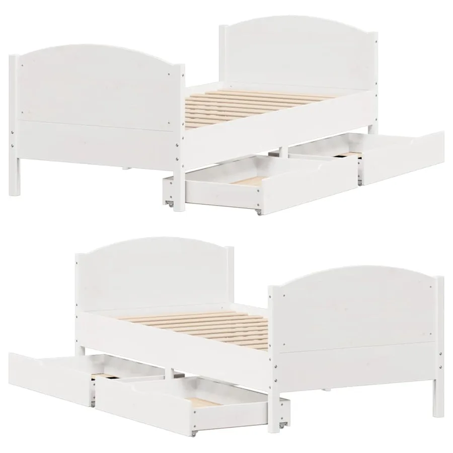 Cadre de lit sans matelas blanc 90x200 cm bois de pin massif - 9
