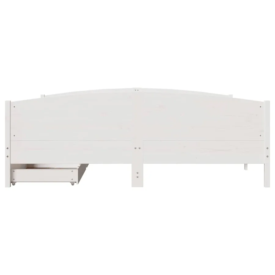 Cadre de lit sans matelas blanc 160x200 cm bois de pin massif - 4