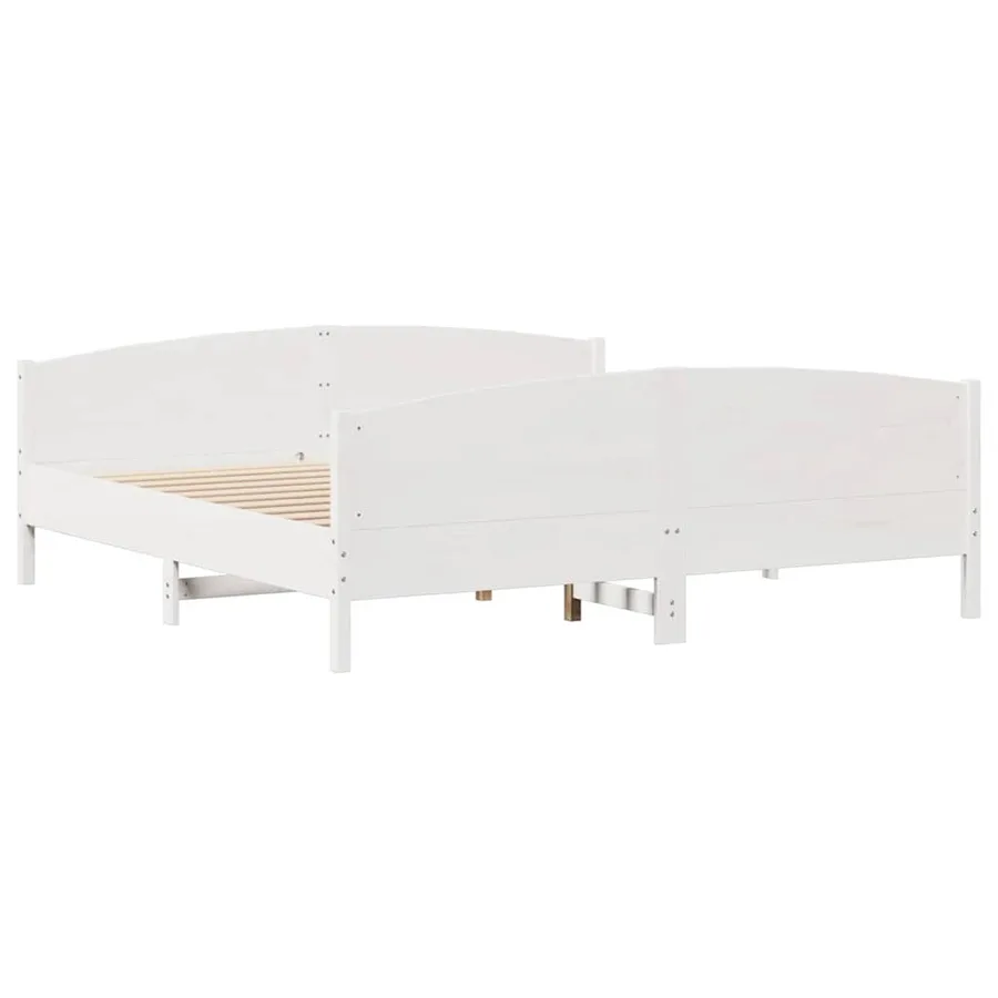 Cadre de lit sans matelas blanc 160x200 cm bois de pin massif - 5