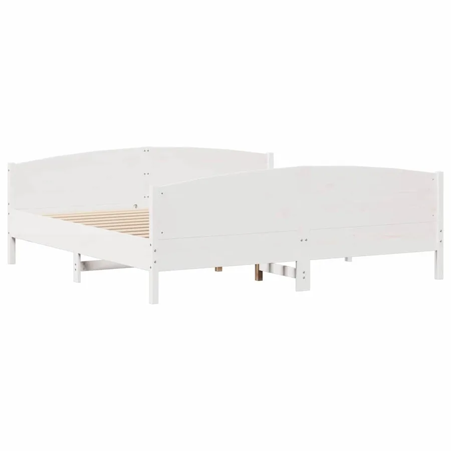 Cadre de lit sans matelas blanc 160x200 cm bois de pin massif - 8