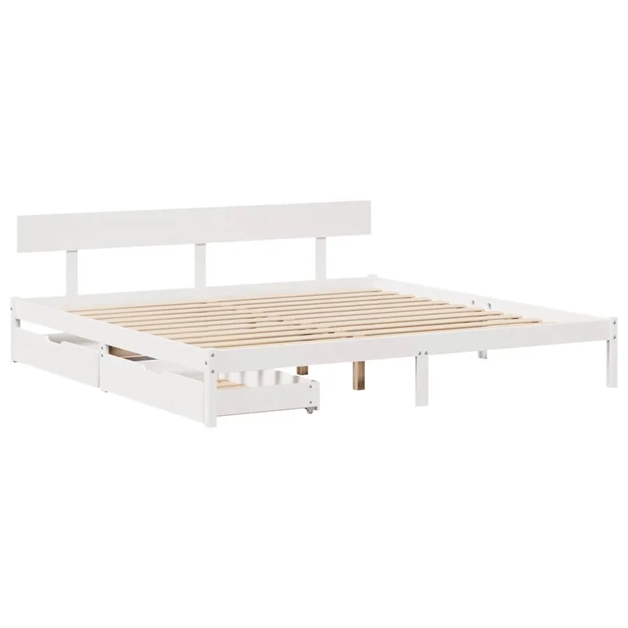 Cadre de lit sans matelas blanc 180x200 cm bois massif de pin - 3