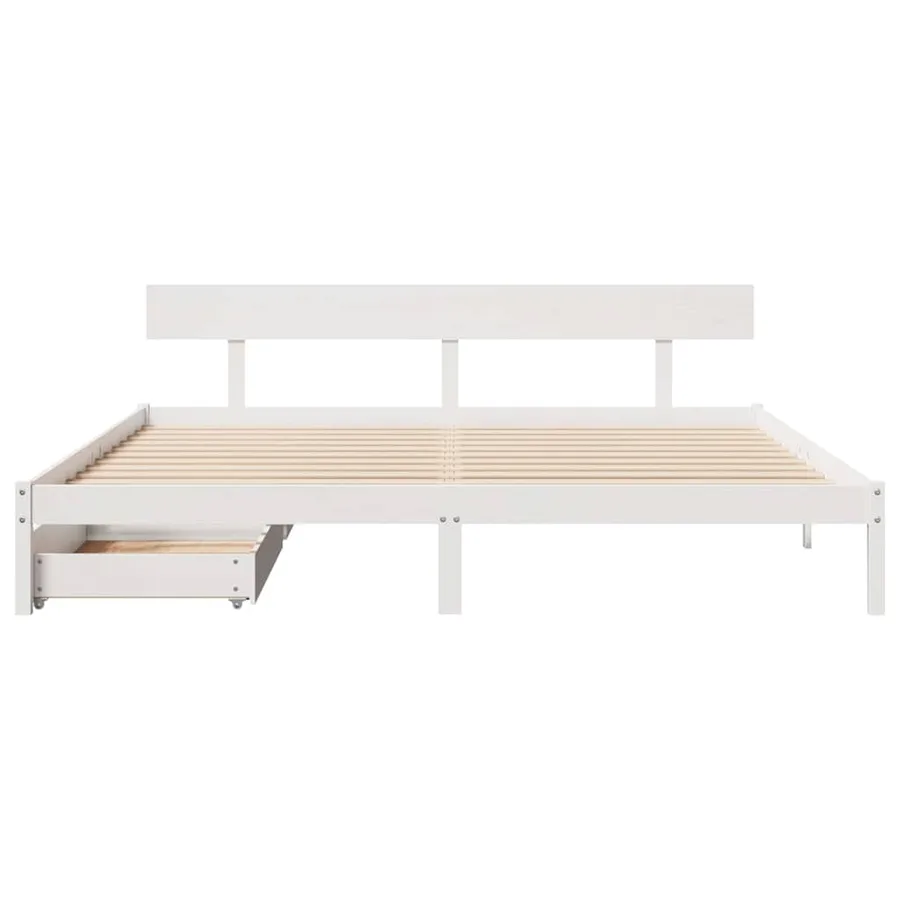 Cadre de lit sans matelas blanc 180x200 cm bois massif de pin - 4