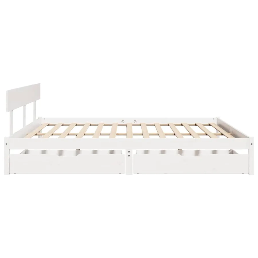 Cadre de lit sans matelas blanc 180x200 cm bois massif de pin - 5