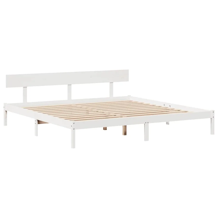 Cadre de lit sans matelas blanc 180x200 cm bois massif de pin - 7