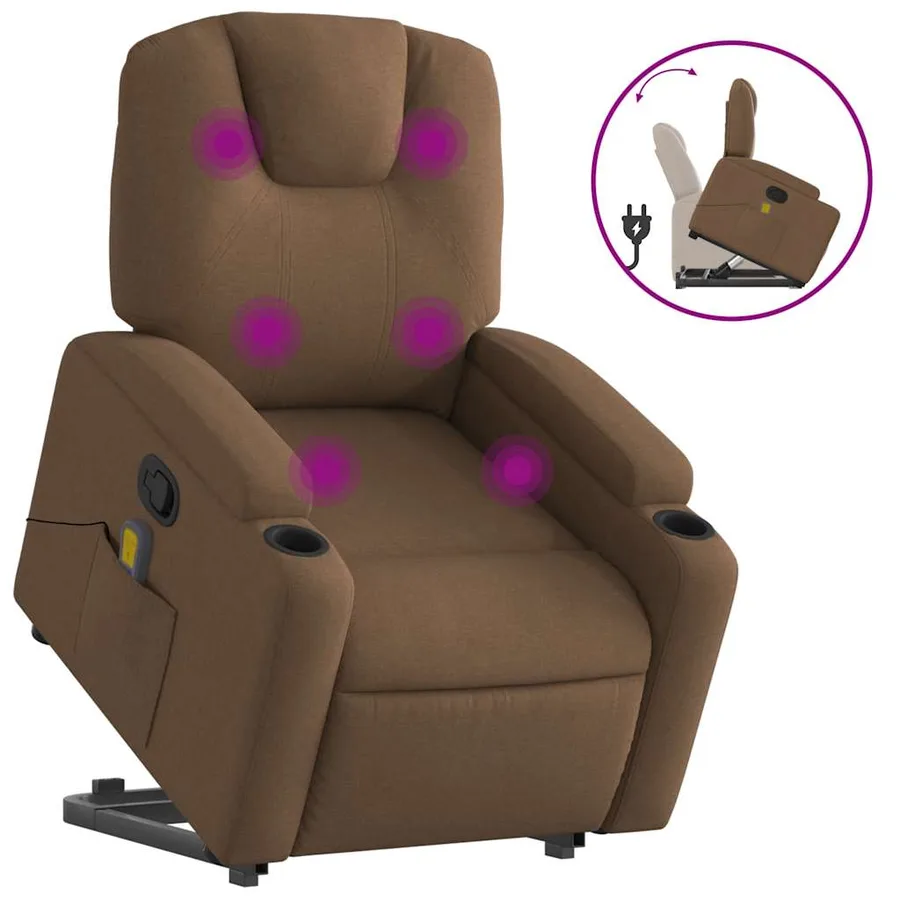 Fauteuil de massage inclinable Marron Tissu - 2