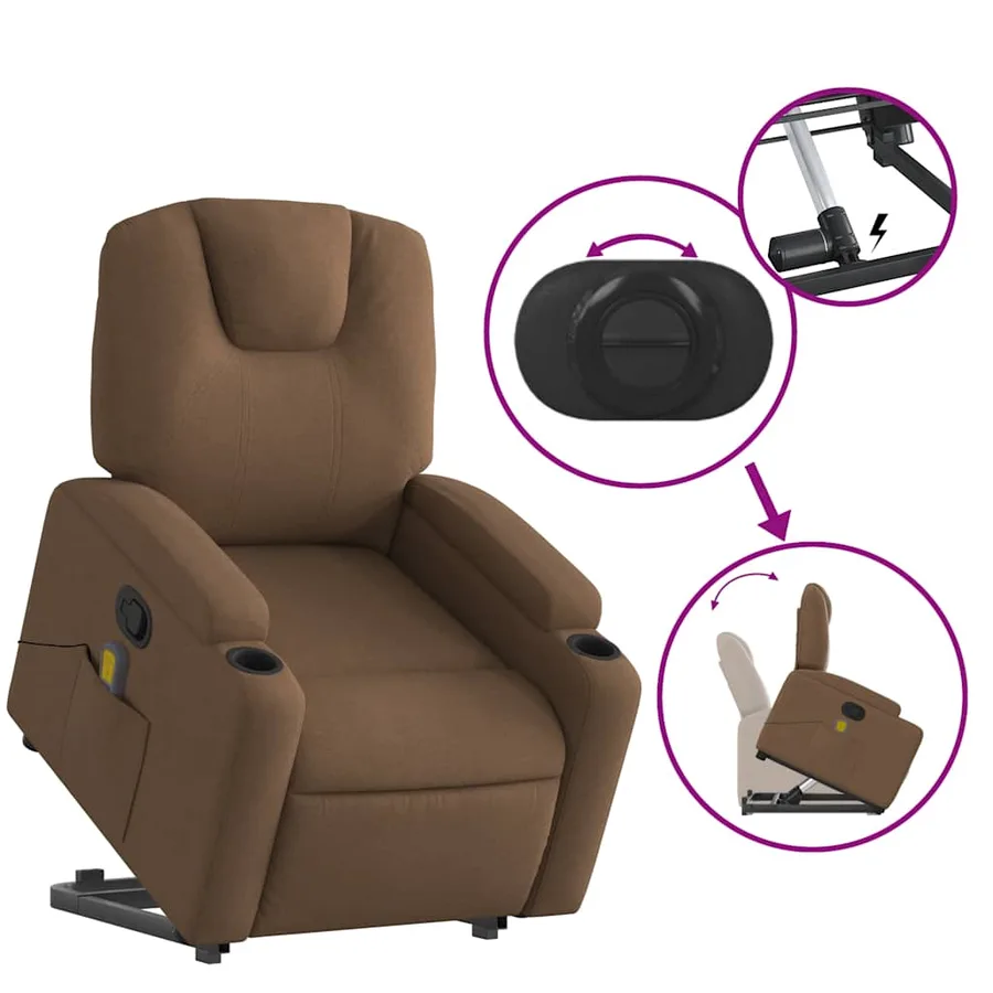 Fauteuil de massage inclinable Marron Tissu - 6