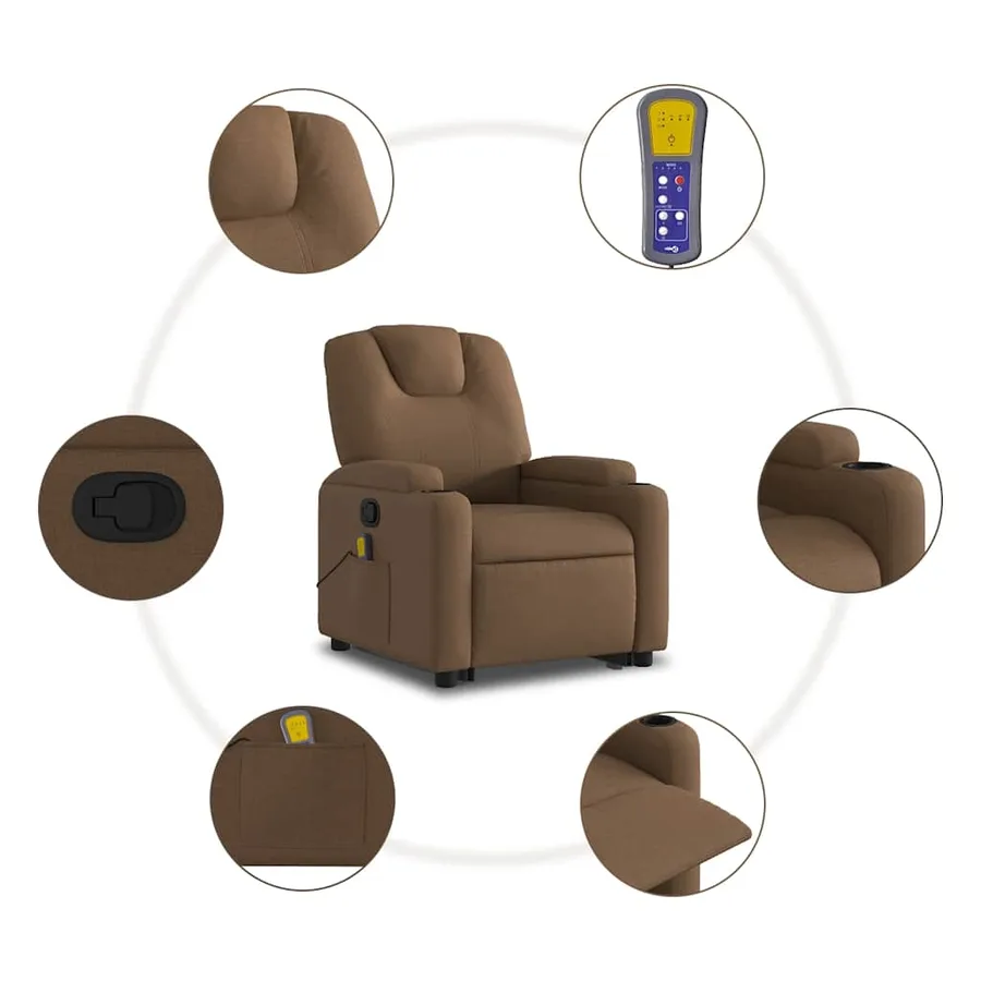 Fauteuil de massage inclinable Marron Tissu - 8
