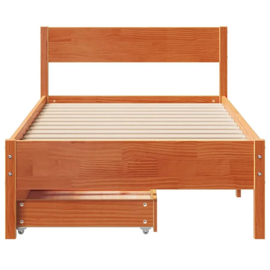 Cadre de lit sans matelas cire marron 90x200 cm bois pin massif - 4