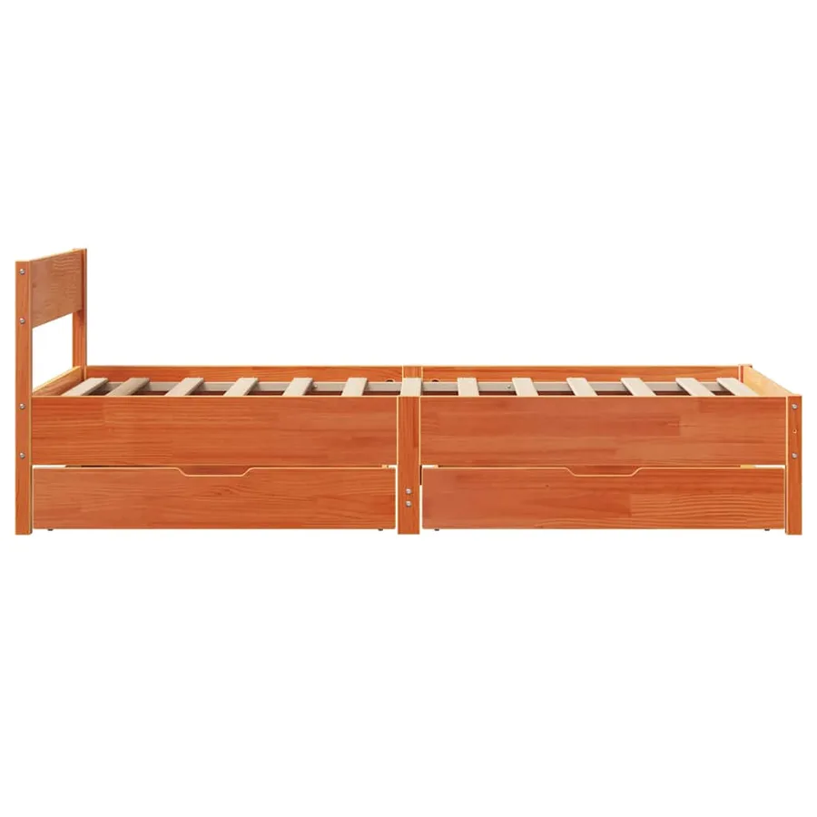 Cadre de lit sans matelas cire marron 90x200 cm bois pin massif - 7