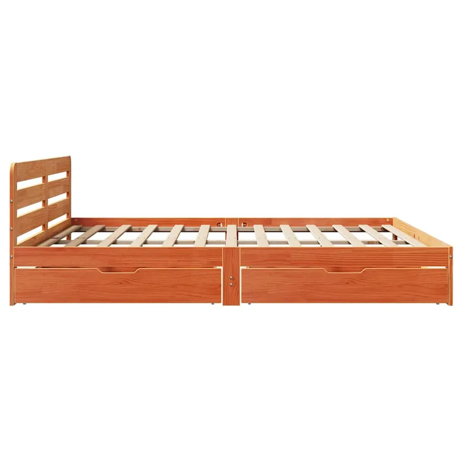 Cadre de lit sans matelas cire marron 180x200cm bois pin massif - 7