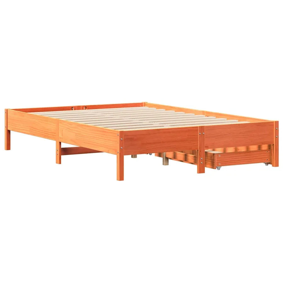 Cadre de lit sans matelas cire marron 120x200cm bois pin massif - 8