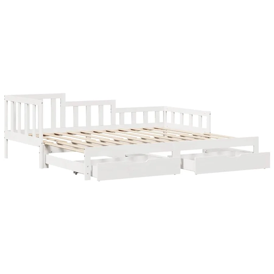 Lit de jour avec gigogne et tiroirs sans matelas blanc 90x190cm - 3