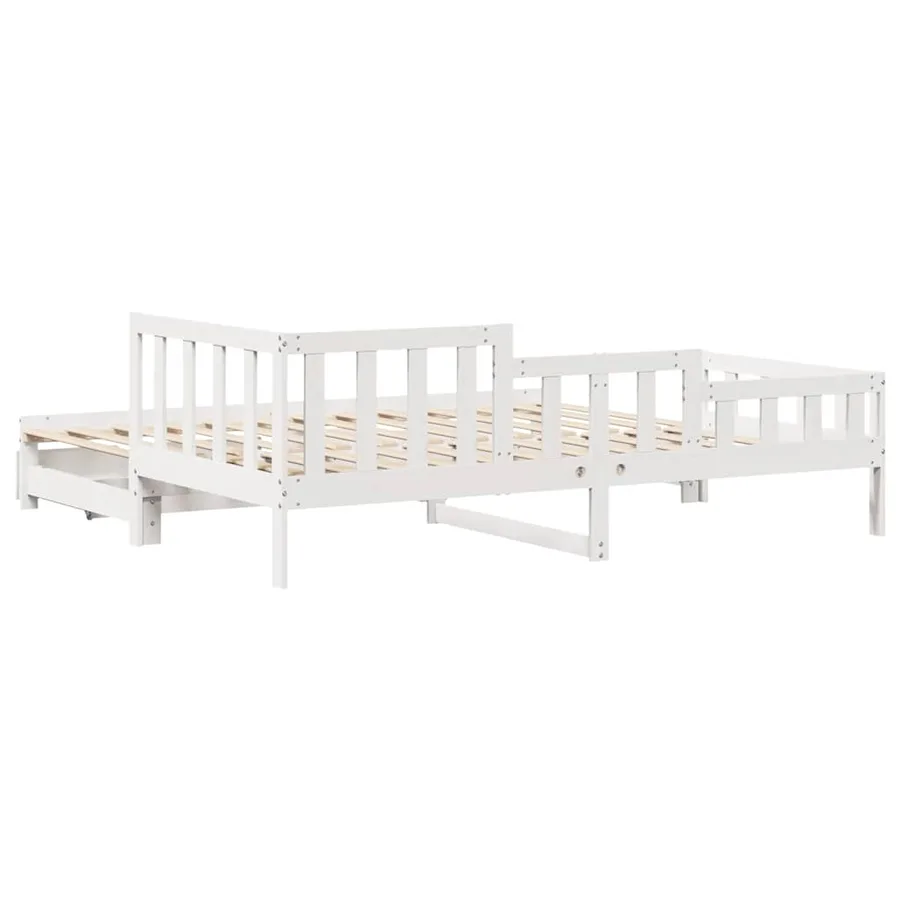 Lit de jour avec gigogne et tiroirs sans matelas blanc 90x190cm - 7