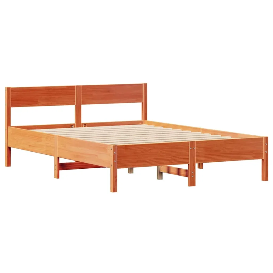 Cadre de lit sans matelas cire marron 150x200cm bois pin massif - 5