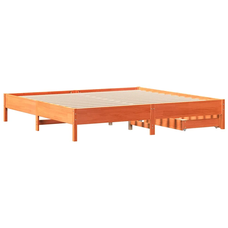 Cadre de lit sans matelas cire marron 180x200cm bois pin massif - 8