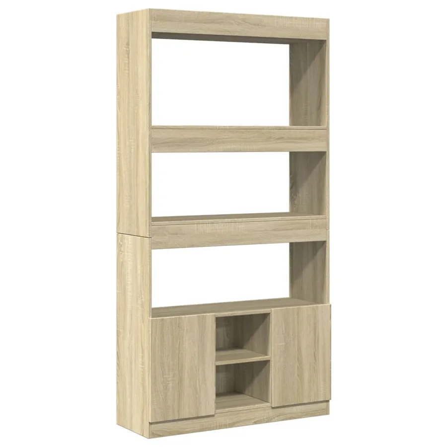 Buffet haut chêne sonoma 92x33x180 cm bois d'ingénierie - 2