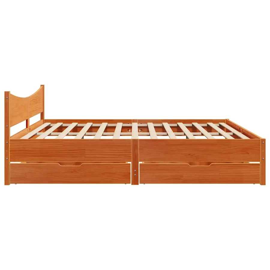 Cadre de lit avec tiroirs cire marron 180x200cm bois pin massif - 7