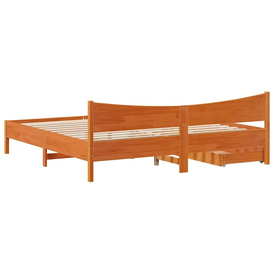 Cadre de lit avec tiroirs cire marron 180x200cm bois pin massif - 8
