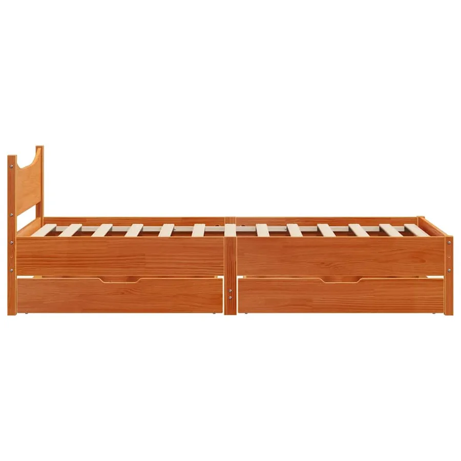 Cadre de lit avec tiroirs cire marron 90x200 cm bois pin massif - 7
